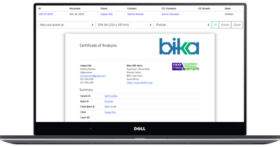 Bika Open Source LIMS Screenshot COA