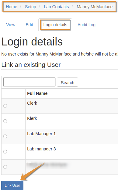 Link a Lab Contact to a LIMS user in Bika Open Source LIMS