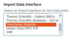 Select the Time Series Importer in Bika Open Source LIMS