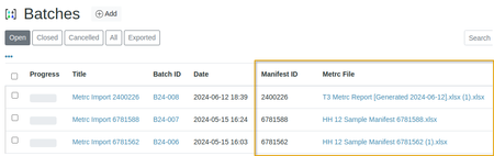 Metrc information on Batch Lists in Bika Cannabis Open Source LIMS