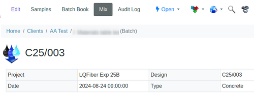 A Batch Mix tab in Bika Open Source LIMS for Cement laboratories 