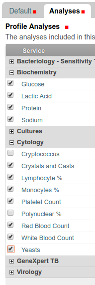 Client Analysis Profile Analyses in Bika Open Source LIMS