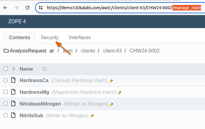 A Samples's manage_main tab in Bika Open Source LIMS